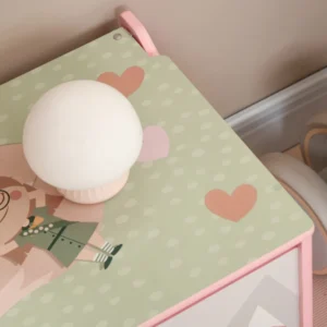 ZONEKIZ Παιδικό μπαούλο παιχνιδιών με καπάκι και μεντεσέ ασφαλείας σε MDF, 60x37x39cm, Ροζ 311-058V80PK - Image 7