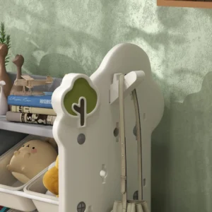 AIYAPLAY  Ράφι Αποθήκευσης Παιχνιδιών 4 Επιπέδων με 9 Κάδους και Πλευρικό Γάντζο, από HDPE, 77x42x94 εκ., Κρεμ Λευκό  311-087V00CW - Image 8