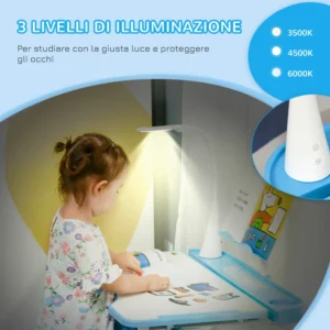 Σχολικό Γραφείο HOMCOM με Καρέκλα για Παιδιά 6-12 ετών Ρυθμιζόμενο ύψος Ανακλινόμενη Κορυφή - Μπλε 312-062BU - Image 4