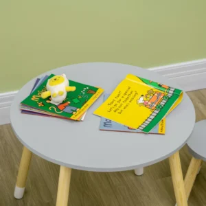 HOMCOM Σετ Τραπέζι με 2 Καρέκλες για Παιδιά Από Ξύλο, Ηλικίες 18 μηνών έως 4 ετών, Γκρι 312-080V00GY - Image 6