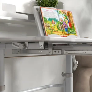 Παιδικό σετ γραφείου ZONEKIZ με καρέκλα ρυθμιζόμενο σε ύψος και ανακλινόμενο επάνω μέρος, ηλικίες 6-12 ετών, γκρι 312-106V80GY - Image 7