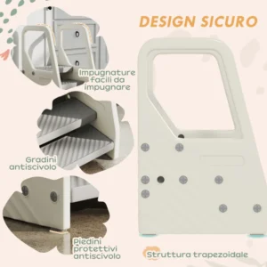 AIYAPLAY  Σκαμπό για Παιδιά 2-5 Ετών με 3 Σκαλοπάτια από HDPE, 43x42x65.5 εκ., Γκρι και Κρεμ Λευκό  315-009V00GY - Image 5