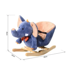 Λούτρινος Κουνιστός Ελέφαντας με Μουσική και Ξύλινη Βάση HOMCOM 330-007 - Image 11