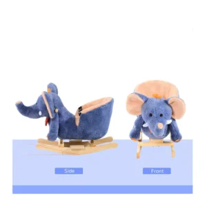 Λούτρινος Κουνιστός Ελέφαντας με Μουσική και Ξύλινη Βάση HOMCOM 330-007 - Image 6