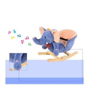 Λούτρινος Κουνιστός Ελέφαντας με Μουσική και Ξύλινη Βάση HOMCOM 330-007 - Image 7