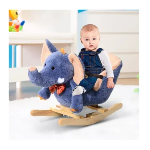 Λούτρινος Κουνιστός Ελέφαντας με Μουσική και Ξύλινη Βάση HOMCOM 330-007 - Image 9