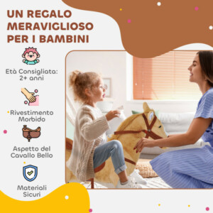HOMCOM Κούκλα Ίππου με Ρεαλιστικούς Ήχους, Σέλα, Χαλινάρια και Σκαλοπάτια, 85x28x60 εκ., Μπεζ 330-043 - Image 6