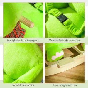 HOMCOM κουνιστή πολυθρόνα με ρόδες σε σχήμα δράκου για παιδιά 18-36 μηνών - Πράσινη 330-068 - Image 5