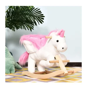 Λούτρινος Κουνιστός Μονόκερος με Μουσική και Ξύλινη Βάση HOMCOM 330-076V01 - Image 4