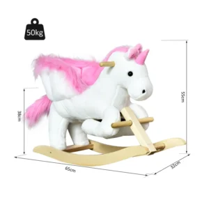 Λούτρινος Κουνιστός Μονόκερος με Μουσική και Ξύλινη Βάση HOMCOM 330-076V01 - Image 9