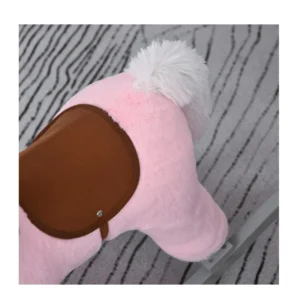 Λούτρινο Κουνιστό Αλογάκι με Μουσική Ξύλινη Βάση και Αρκουδάκι Χρώματος Ροζ HOMCOM 330-118PK - Image 2