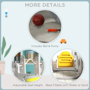 Σετ Slide AIYAPLAY για παιδιά 18-48 μηνών με κούνια, αυτοκίνητο και καλάθι, 201x151x87,5cm, Λευκό 331-041V00WT - Image 6