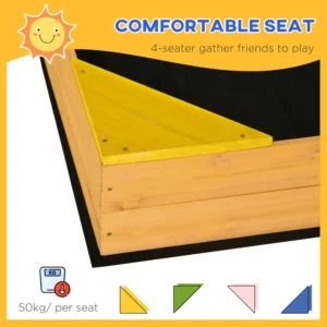 Outsunny Παιδικό Sandbox 4θέσιο Fir Wood με σχέδιο χωρίς πάτο, 109x109x19,8cm 343-058V00ND - Image 3