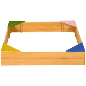 Outsunny Παιδικό Sandbox 4θέσιο Fir Wood με σχέδιο χωρίς πάτο, 109x109x19,8cm 343-058V00ND - Image 4