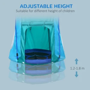 Outsunny Garden Swing με σκηνή για παιδιά 3-8 ετών, Ø100cm και ρυθμιζόμενα σχοινιά, μπλε 344-055V00BU - Image 4