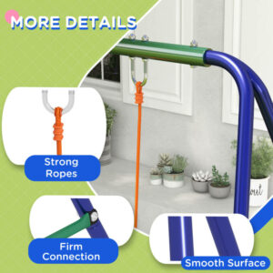 Outsunny Swing για παιδιά 3-8 ετών με 2 καθίσματα και 4 μανταλάκια, σε μέταλλο και PP, 269x160x180 cm 344-073V00MX - Image 4