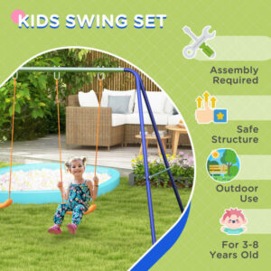 Outsunny Swing για παιδιά 3-8 ετών με 2 καθίσματα και 4 μανταλάκια, σε μέταλλο και PP, 269x160x180 cm 344-073V00MX - Image 5
