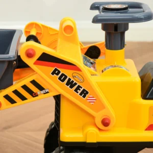 HOMCOM Μπουλντόζα Παιχνίδι με τιμόνι, χειροκίνητο εκσκαφέα και κρυφό διαμέρισμα, Παιχνίδι για παιδιά 2-3 ετών, 70x26x37cm, Κίτρινο 370-177 - Image 7
