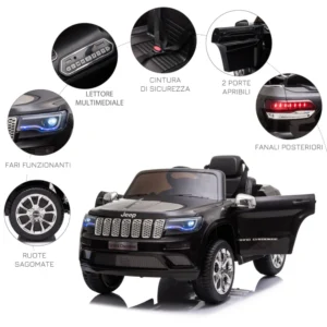 HOMCOM Electric Car Jeep for Kids 12V Manual Driving and with Remote Control - Black 370-190 - Image 5