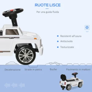HOMCOM Off-road Ride-on Toy Car για παιδιά με ενσωματωμένους προβολείς και μουσική 18-36 μηνών - Λευκό 370-202WT - Image 4