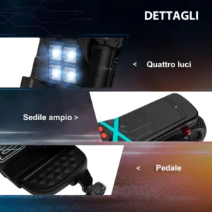 HOMCOM Ηλεκτρική μοτοσυκλέτα για παιδιά 3-5 ετών σε PP και Metal με ρόδες, κόρνα και μουσική, 86x44x58 cm, μαύρο 370-253V90BK - Image 5