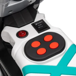 HOMCOM Ηλεκτρική μοτοσυκλέτα για παιδιά 3-5 ετών σε PP και μέταλλο με ρόδες, κόρνα και μουσική, 86x44x58 cm, λευκό και μαύρο 370-253V90WT - Image 7