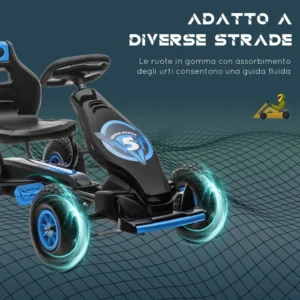 HOMCOM Pedal Go Kart για παιδιά από 5-12 ετών με ρυθμιζόμενο κάθισμα και φουσκωτούς τροχούς, μπλε 370-256V00BU - Image 4