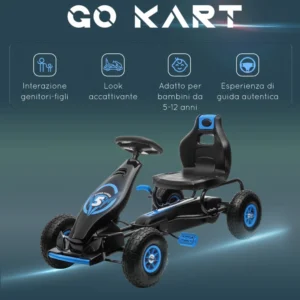 HOMCOM Pedal Go Kart για παιδιά από 5-12 ετών με ρυθμιζόμενο κάθισμα και φουσκωτούς τροχούς, μπλε 370-256V00BU - Image 6
