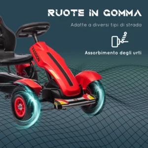 HOMCOM Παιδικό Ποδήλατο Go Kart 121x58x61 εκ, Κόκκινο 370-276V00RD - Image 5