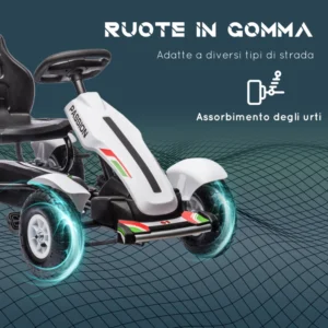 HOMCOM Pedal Go Kart για παιδιά 5-12 ετών από πλαστικό και μέταλλο με ρυθμιζόμενο κάθισμα και χειρόφρενο, 121x58x61 cm 370-276V00WT - Image 4