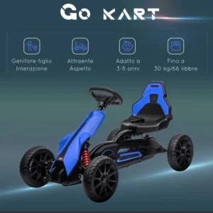 HOMCOM Pedal Go Kart για παιδιά 3-8 ετών με ρυθμιζόμενο κάθισμα και τροχούς EVA, 100x58x58,5 cm, μπλε 370-286V00BU - Image 5