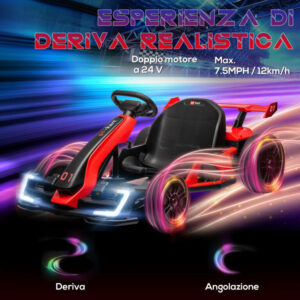 HOMCOM Ηλεκτρικό Go Kart για Παιδιά 6-12 Ετών 24V 12km/h με Ρυθμιζόμενο Κάθισμα Κόκκινο 370-287V90RD - Image 3