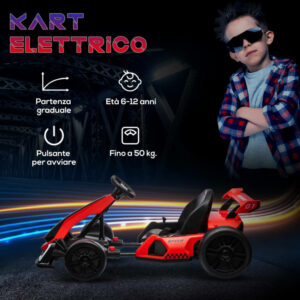 HOMCOM Ηλεκτρικό Go Kart για Παιδιά 6-12 Ετών 24V 12km/h με Ρυθμιζόμενο Κάθισμα Κόκκινο 370-287V90RD - Image 6