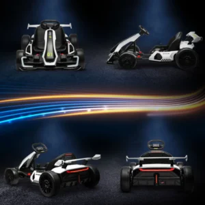 HOMCOM Electric Go Kart για παιδιά 6-12 ετών 24V 12km/h με ρυθμιζόμενο κάθισμα, λευκό 370-287V90WT - Image 6