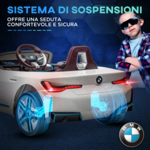HOMCOM Electric Ride-On Toy Car για παιδιά 3-8 ετών με δίπλωμα BMW με Τηλεχειριστήριο, Κόρνα και Προβολείς, 115x67x45 cm, Λευκό 370-294V90WT - Image 5