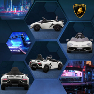 HOMCOM 12V Lamborghini Licenseded Electric Ride-On Toy Car for Children with Horn and Remote Control, 107,5x63x42 cm, Λευκό 370-306V90WT - Image 7