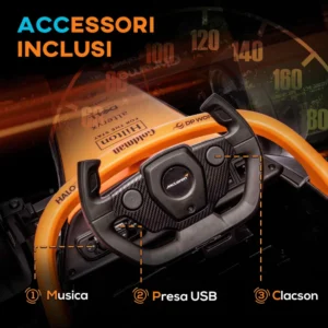 AIYAPLAY Electric Ride-On Toy Car για παιδιά 3-5 ετών με άδεια McLaren, Τηλεχειριστήριο και Κόρνα, 115x67x50 cm, Πορτοκαλί 370-322V90OG - Image 4