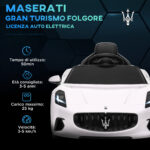 AIYAPLAY  Παιδικό Αυτοκίνητο 12V Maserati Gran Turismo Folgore με Τηλεχειριστήριο, Ηλικίες 3-5 Ετών, Λευκό  370-345V90WT - Image 3