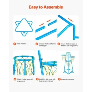 VEVOR Παιδική Μπασκέτα 4-Καλαθιών Φορητή Ρυθμιζόμενου Ύψους 4TLQJ140CM00DEUB5V0 - Image 3