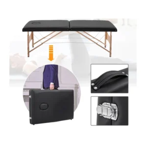 Φορητό Ξύλινο Αναδιπλούμενο Επαγγελματικό Κρεβάτι - Κλίνη Μασάζ Φυσικοθεραπείας 2 Ζωνών HOMCOM 503-001 - Image 2