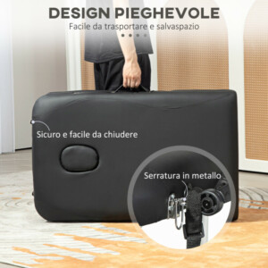 HOMCOM  Πτυσσόμενο Κρεβάτι Μασάζ με Ρυθμιζόμενο Ύψος, από Αλουμίνιο και Πλαστικό, 215x60x61-84 εκ., Μαύρο  503-039V01BK - Image 6