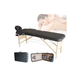 Φορητό Ξύλινο Αναδιπλούμενο Επαγγελματικό Κρεβάτι - Κλίνη Μασάζ Φυσικοθεραπείας 2 Ζωνών Χρώματος Μαύρο HOMCOM 5550-3291 - Image 6