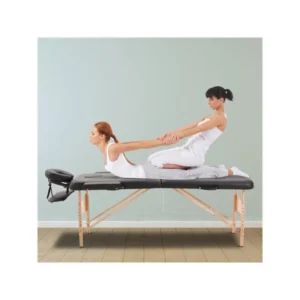 Φορητό Ξύλινο Αναδιπλούμενο Επαγγελματικό Κρεβάτι - Κλίνη Μασάζ Φυσικοθεραπείας 2 Ζωνών Χρώματος Μαύρο HOMCOM 5550-3291 - Image 7