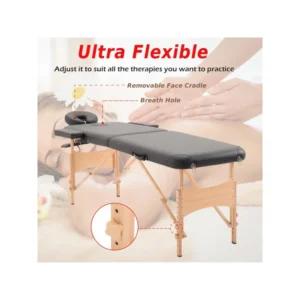 Φορητό Ξύλινο Αναδιπλούμενο Επαγγελματικό Κρεβάτι - Κλίνη Μασάζ Φυσικοθεραπείας 2 Ζωνών Χρώματος Μαύρο HOMCOM 5550-3291 - Image 9