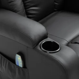 HOMCOM Χαλαρωτική Πολυθρόνα Ανακλινόμενη έως 150° από συνθετικό δέρμα με 8 Σημεία Μασάζ και Θέρμανσης, Μαύρο 700-050V92BK - Image 6