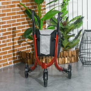 Ρολό ρυθμιζόμενου ύψους HOMCOM με 3 ρόδες και θήκη αποθήκευσης, σε αλουμίνιο, 68x68x86,5-99 cm, κόκκινο 712-056V00RD - Image 5