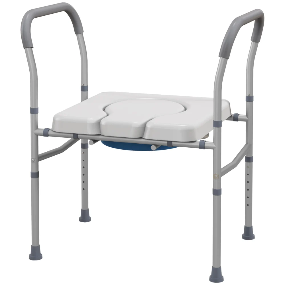 HOMCOM Άνετη καρέκλα τουαλέτας για ηλικιωμένους και άτομα με ειδικές ανάγκες 4 σε 1 ρυθμιζόμενο ύψος με υποβραχιόνια με επένδυση HOMCOM Άνετη καρέκλα τουαλέτας για ηλικιωμένους και άτομα με ειδικές ανάγκες 4 σε 1 ρυθμιζόμενο ύψος με υποβραχιόνια με επένδυση