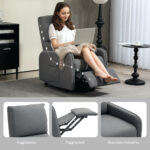 HOMCOM  Ηλεκτρική Πολυθρόνα Ανύψωσης και Ανάκλισης με Τηλεχειριστήριο και Τσέπη από Ύφασμα, Σκούρο Γκρι  713-191V90CG - Image 7