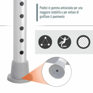 Καρέκλα ντους HOMCOM από αλουμίνιο και πλαστικό ρυθμιζόμενο ύψος 8 επιπέδων 72-0009 - Image 3