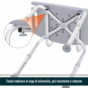 Καρέκλα ντους HOMCOM από αλουμίνιο και πλαστικό ρυθμιζόμενο ύψος 8 επιπέδων 72-0009 - Image 5